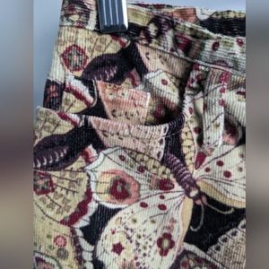 Vintage Butterfly print corduroy pants